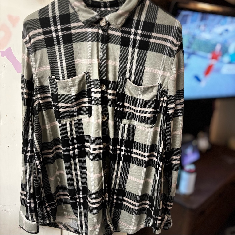Plaid Button-Up Shirt